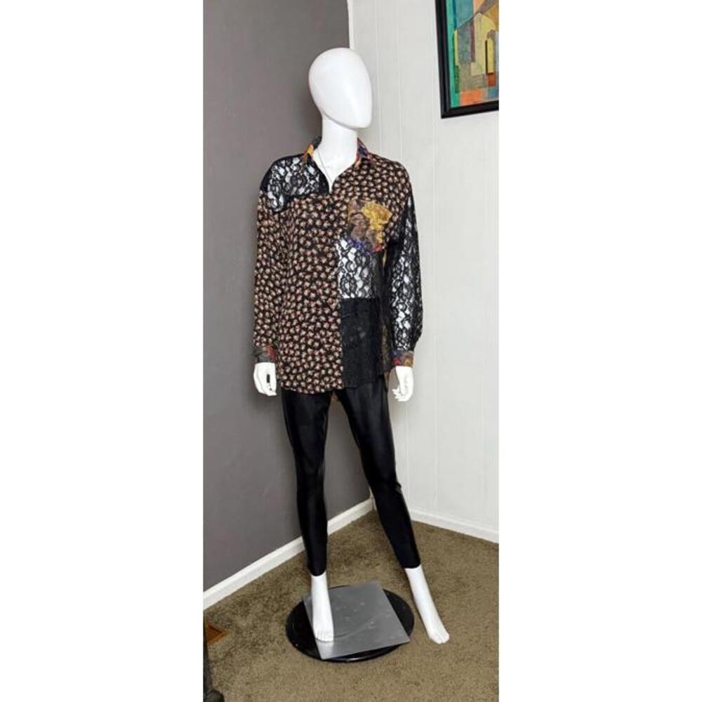 1990's Lace + Floral Chiffon Patchwork Blouse from HYPE L/XL